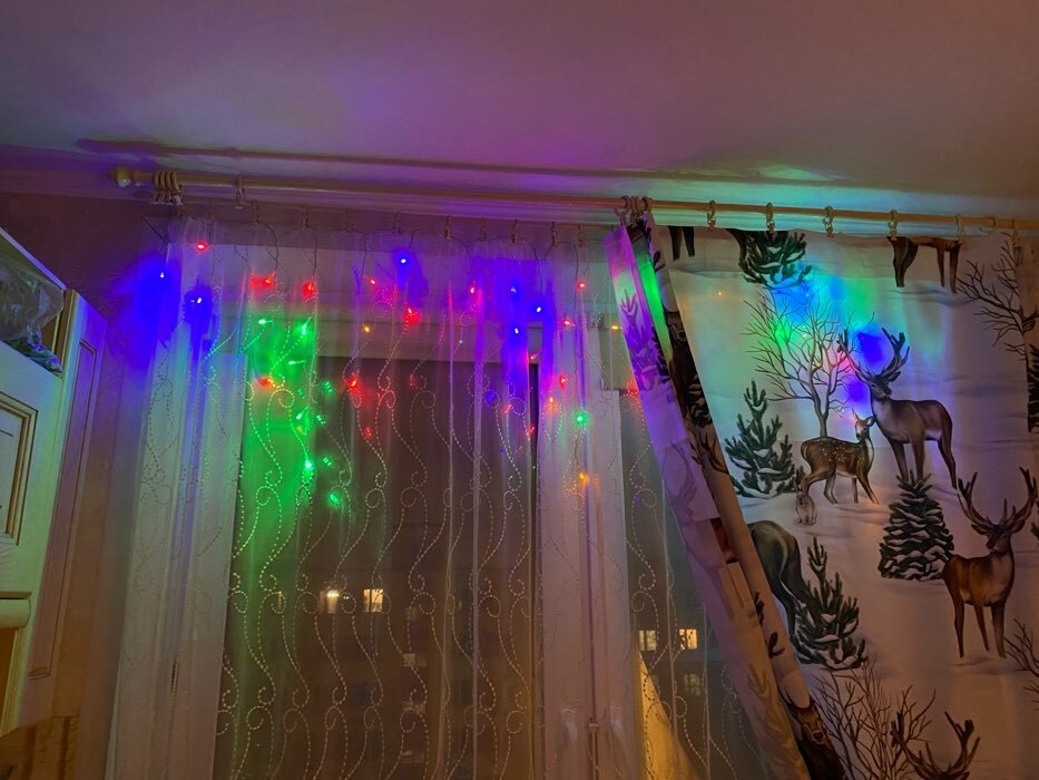 Фотография покупателя товара Гирлянда «Бахрома» 3 × 0.5 м, IP20, прозрачная нить, 80 LED, свечение синее, 8 режимов, 220 В - Фото 1