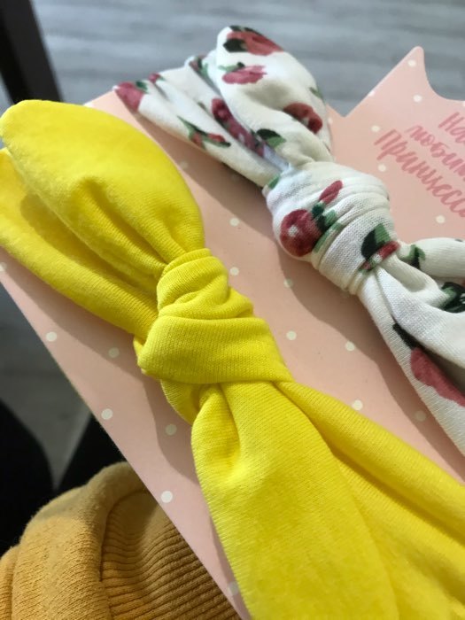 Фотография покупателя товара Набор повязок на голову Крошка Я "Цветочек" желтый/белый, р-р 48, 1.5-3 года - Фото 2