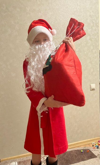 Фотография покупателя товара Карнавальный набор «Деда Мороза»: парик, борода, мешок, колпак - Фото 1