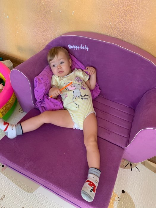 Фотография покупателя товара Мягкая игрушка «Диванчик раскладной Happy babby», цвет фиолетовый, цвета МИКС