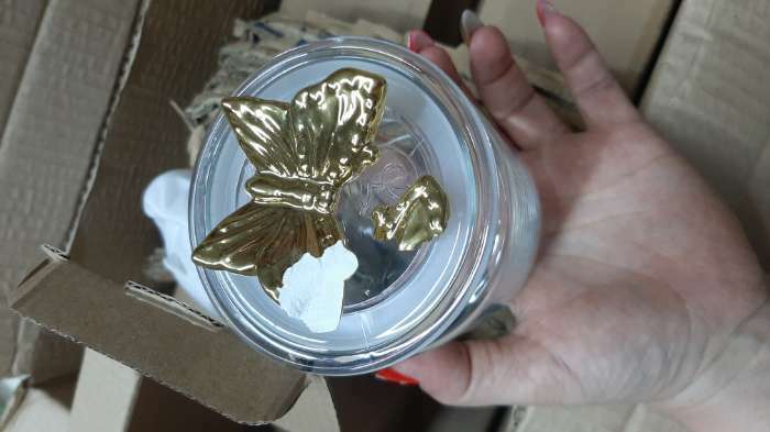 Фотография покупателя товара УЦЕНКА Банка стеклянная для сыпучих продуктов «Бабочка», 500 мл, 12,5×9 см - Фото 5