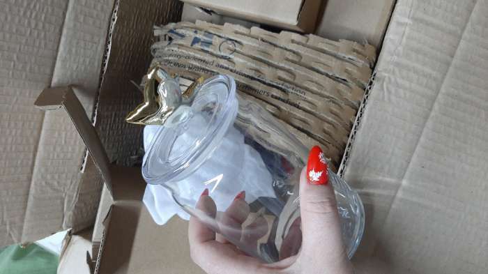 Фотография покупателя товара УЦЕНКА Банка стеклянная для сыпучих продуктов «Бабочка», 500 мл, 12,5×9 см - Фото 4