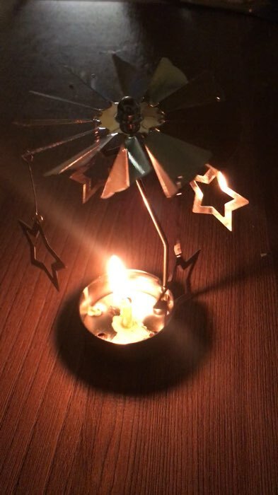 Фотография покупателя товара Подсвечник на 1 свечу «Карусель вращающаяся со звёздами», серебряная, металл - Фото 2