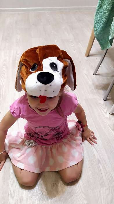 Фотография покупателя товара Карнавальная шапка "Собака с шоколадным пятном"обхват головы 52-57см - Фото 1