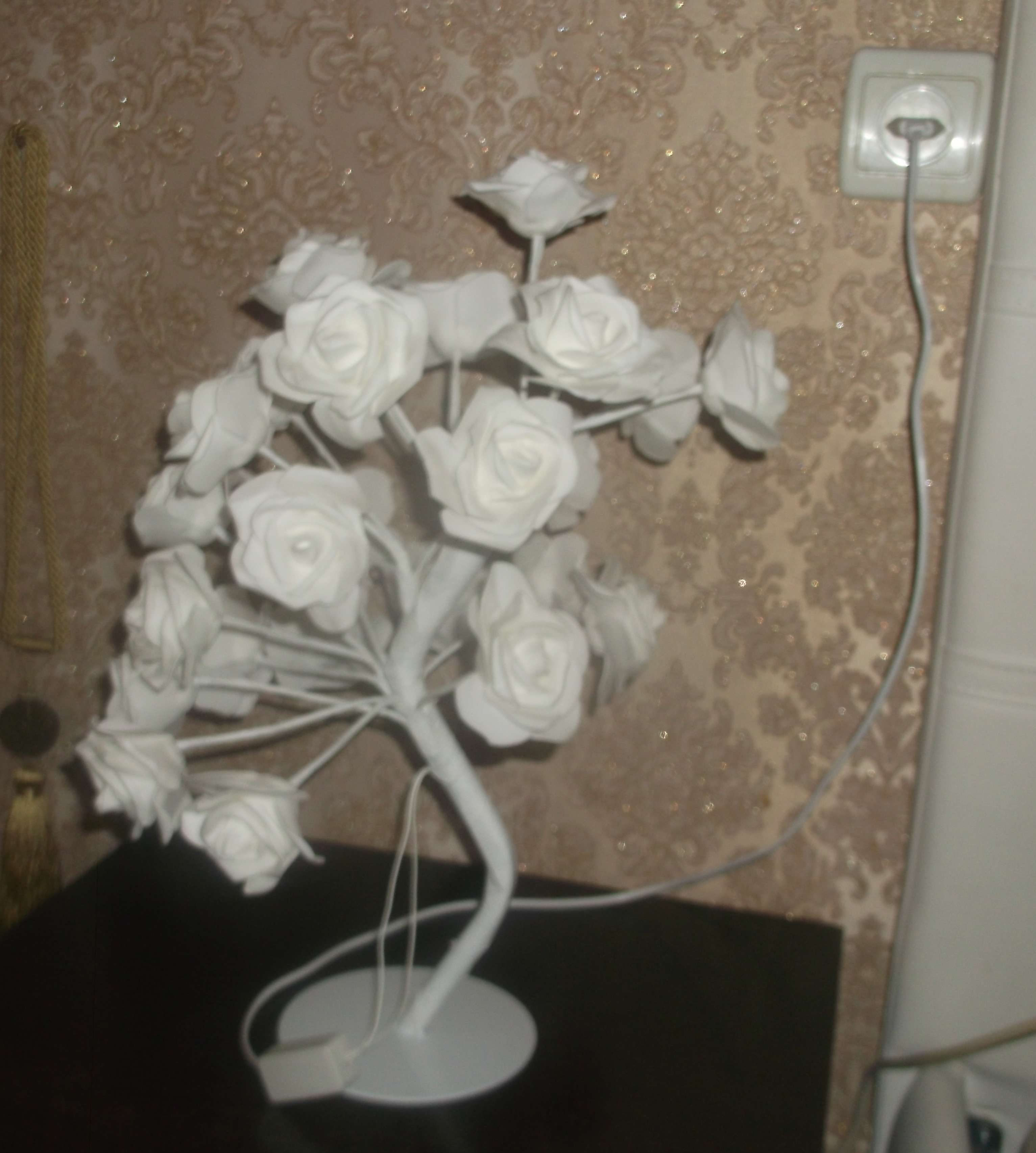 Фотография покупателя товара Светодиодный куст «Розы белые» 45 см, 24 LED, постоянное свечение, 220 В, свечение тёплое белое