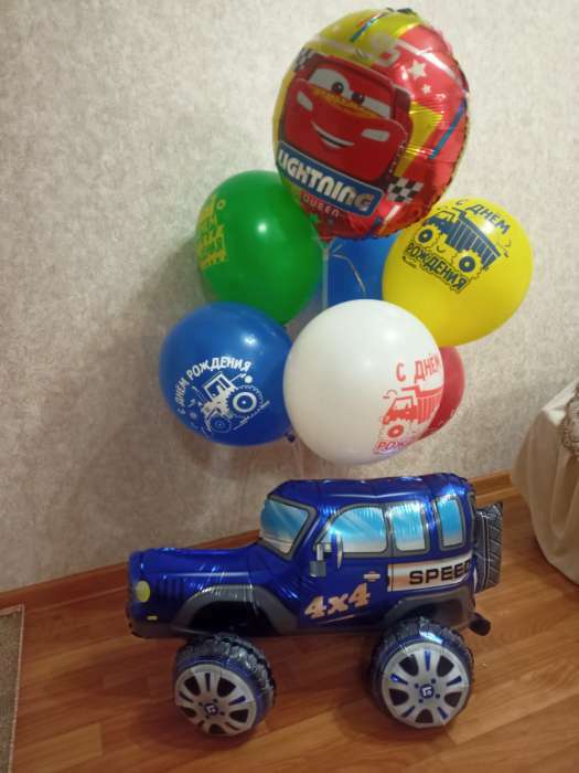 Фотография покупателя товара Шар фольгированный 26" «Джип с колёсами», цвет синий - Фото 1