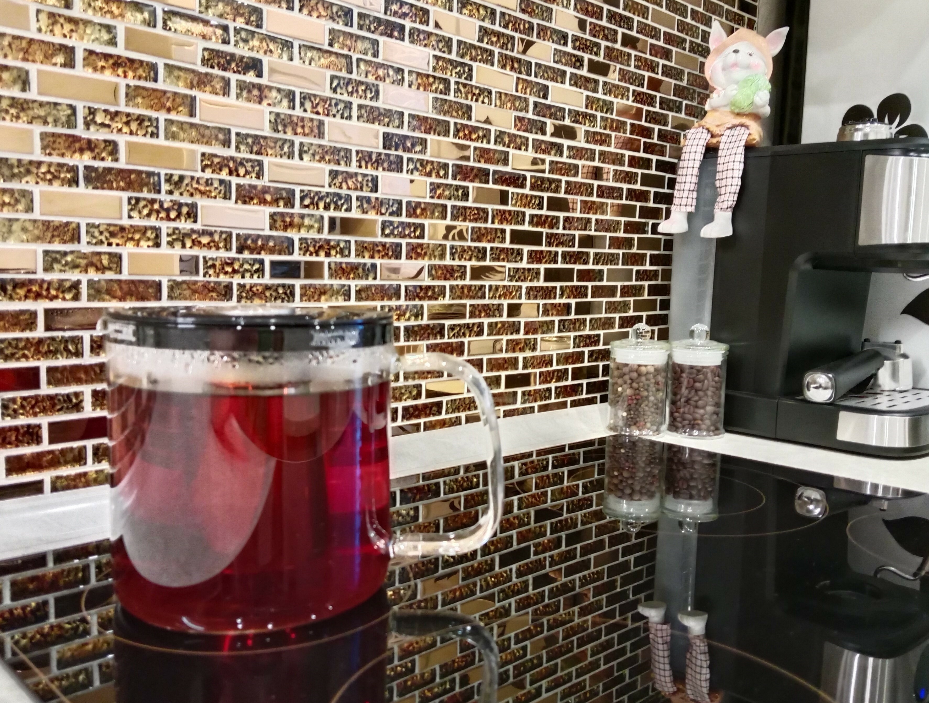 Фотография покупателя товара Чайник стеклянный заварочный Magistro «Локи», 1 л, 17,5×13×12,5 см, с металлическим ситом, цвет чёрный - Фото 1