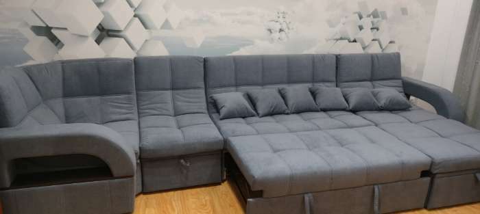 Фотография покупателя товара П-образный диван «Майами 4», механизм венеция, универсальный, велюр, цвет галакси лайт 005 - Фото 1