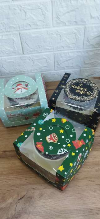 Фотография покупателя товара Коробка под бенто - торт с окном «Новогодняя почта», 14×14×8 см - Фото 10