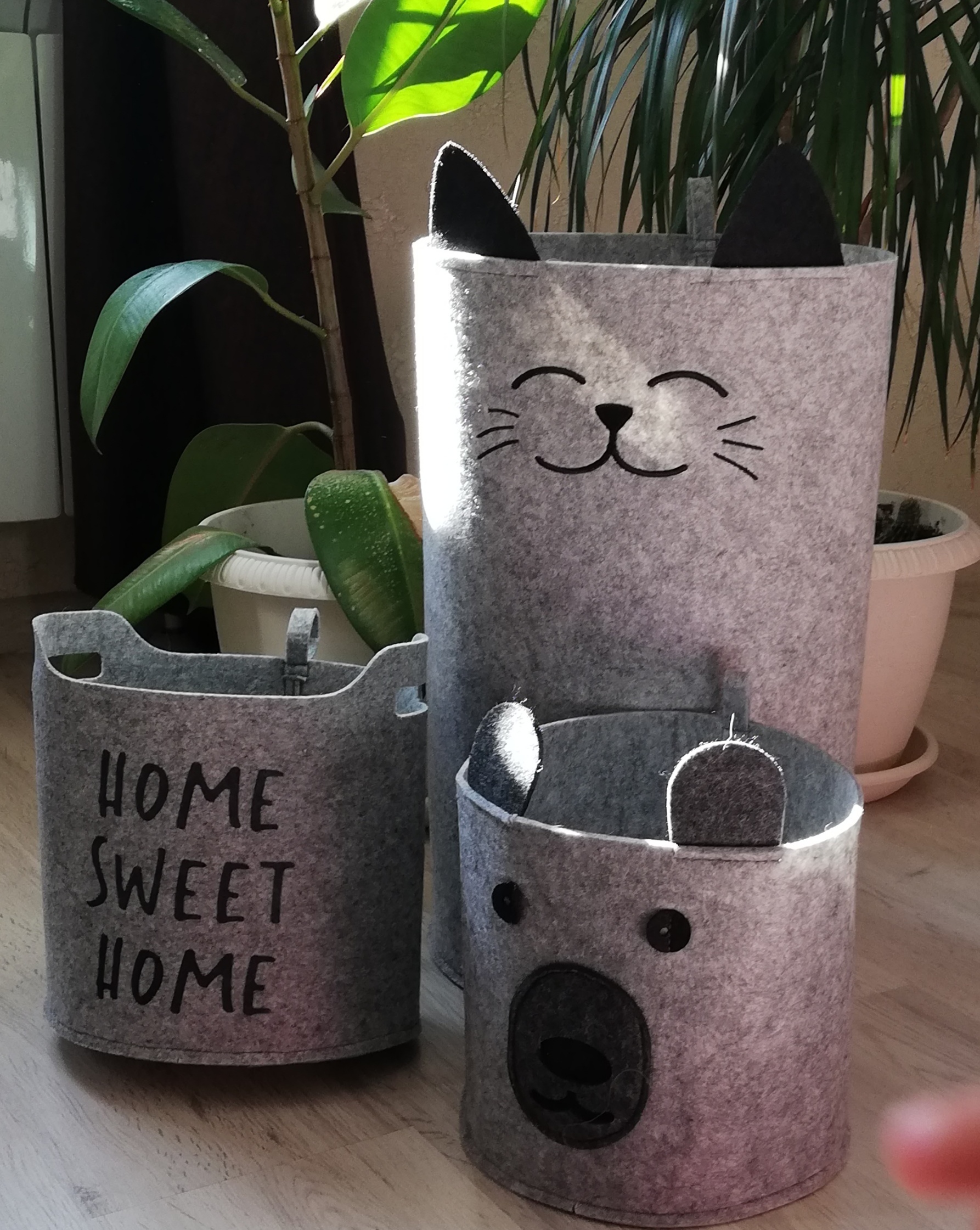 Фотография покупателя товара Корзина для хранения Funny «Котик», цвет серый - Фото 5