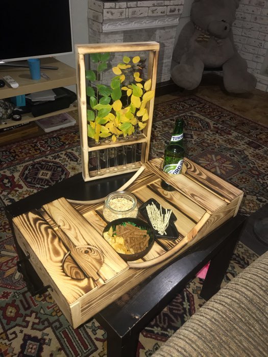 Фотография покупателя товара Кашпо деревянное 28×4.5×40 см с 5 колбами "Рамка Экстра", обжиг Дарим Красиво - Фото 5