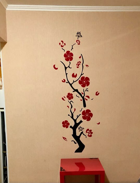 Фотография покупателя товара Наклейки интерьерные "Сакура", декор на стену, панно 150 х 45 см - Фото 3