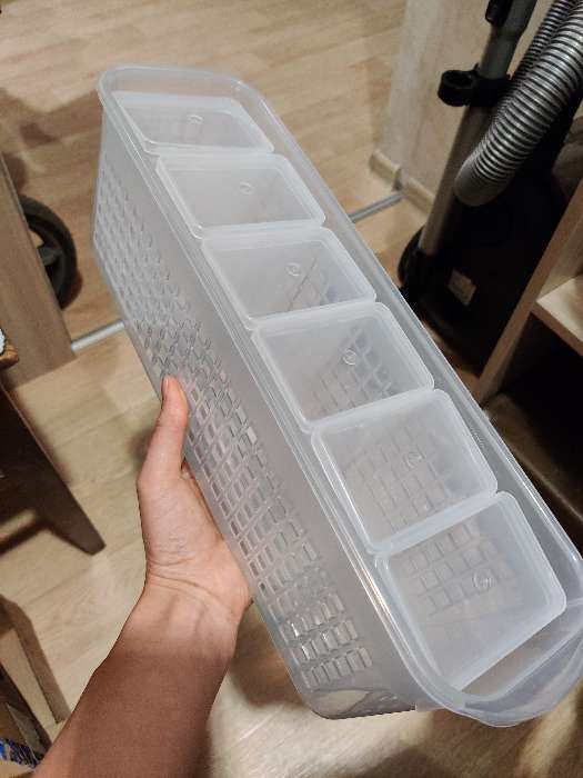 Фотография покупателя товара Корзинка пластиковая для хранения, 37,5×10,5×12 см, цвет прозрачный - Фото 3