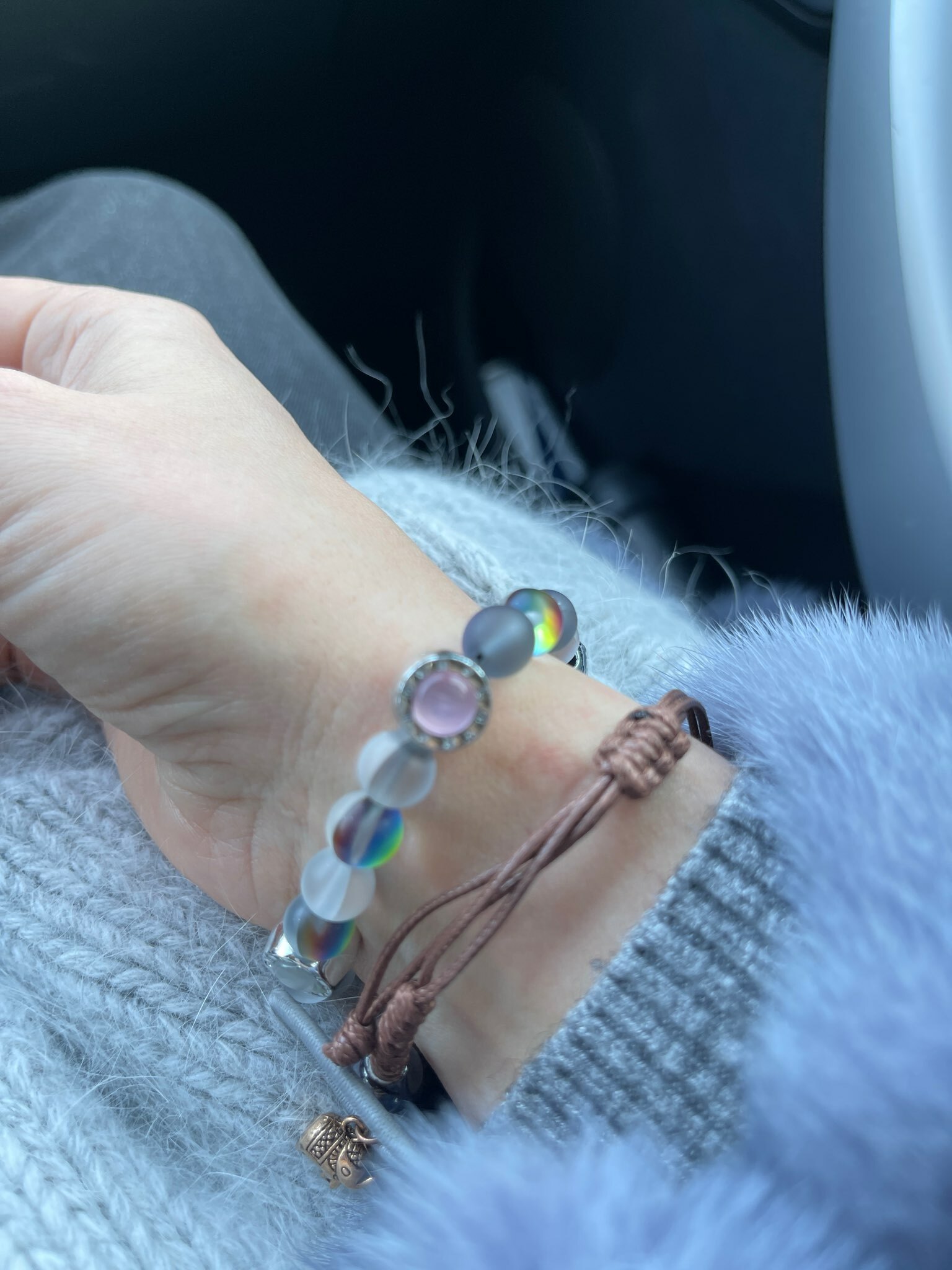 Фотография покупателя товара Бусины из натурального камня «Кошачий глаз», набор 46 шт., размер 1 шт. — 8 мм, матовый белый - Фото 19