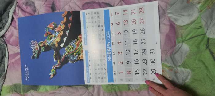 Фотография покупателя товара Календарь перекидной на скрепке "Символ года - 2" 2024 год, 28,5 х 28,5 см - Фото 1