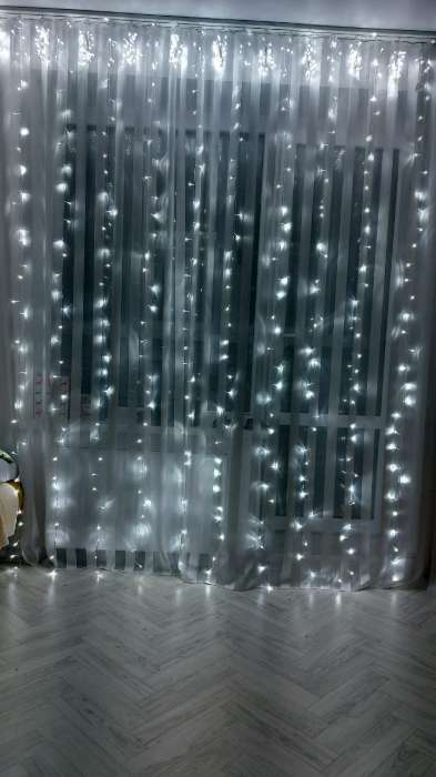 Фотография покупателя товара Гирлянда «Занавес» 2 × 3 м, IP20, прозрачная нить, 720 LED, свечение синее, 8 режимов, 220 В - Фото 4