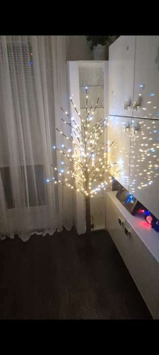 Фотография покупателя товара Светодиодное дерево 1.5 м, 224 LED, мерцание, 220 В, свечение белое - Фото 28
