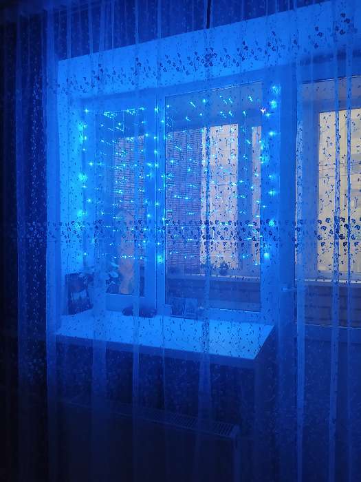 Фотография покупателя товара Гирлянда «Занавес» 2 × 1.5 м, IP20, прозрачная нить, 360 LED, свечение синее, 8 режимов, 220 В - Фото 65