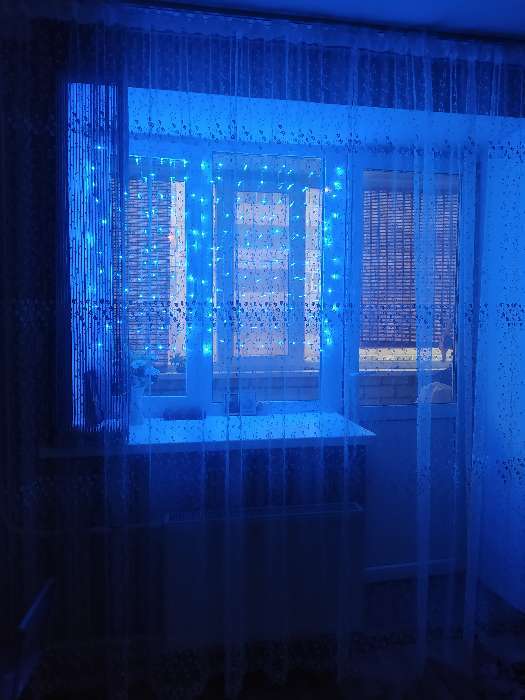 Фотография покупателя товара Гирлянда «Занавес» 2 × 1.5 м, IP20, прозрачная нить, 360 LED, свечение красное, 8 режимов, 220 В - Фото 63