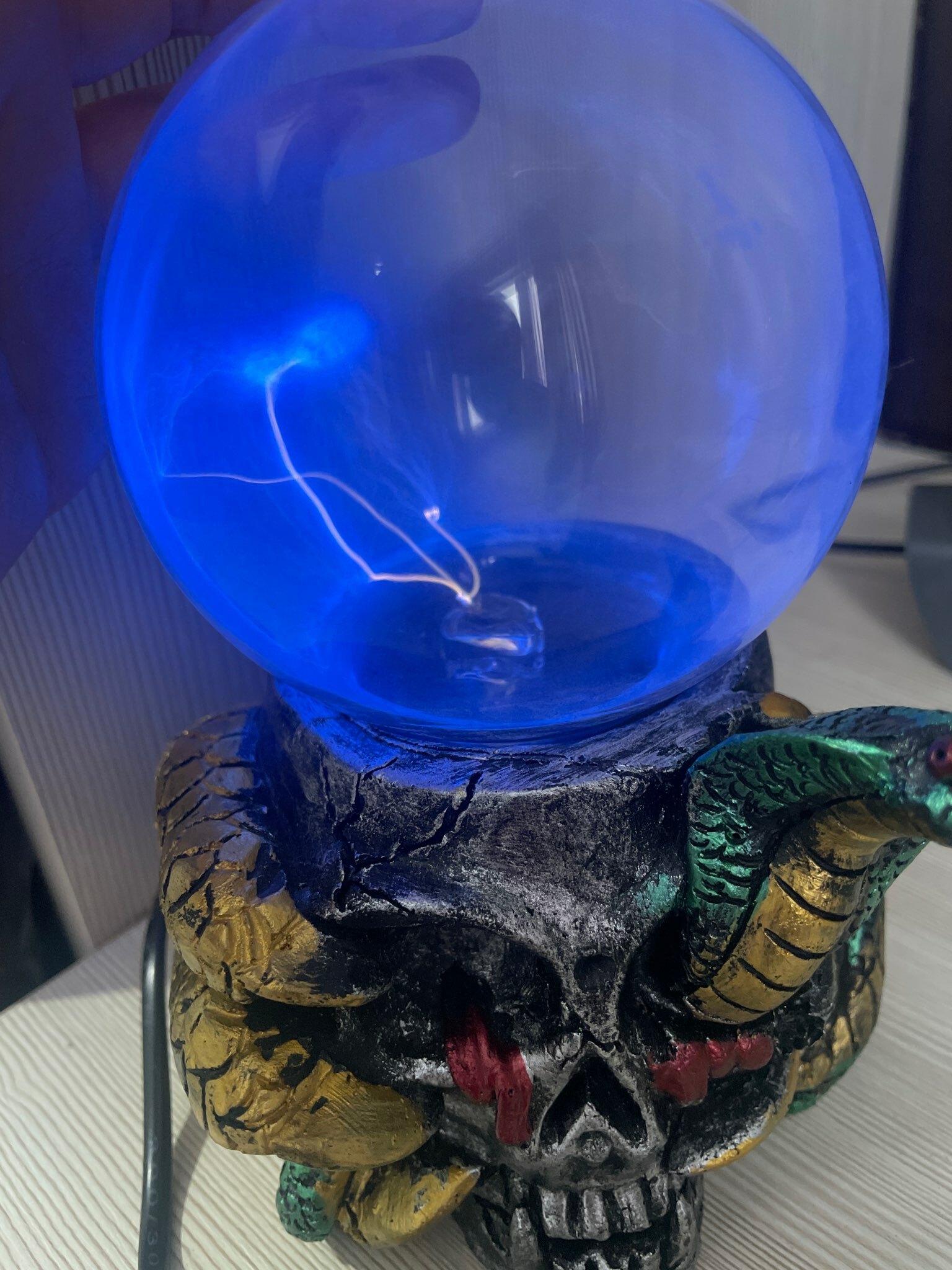 Фотография покупателя товара Плазменный шар "В ловушке" зеленый 13х8х19 см RISALUX - Фото 1