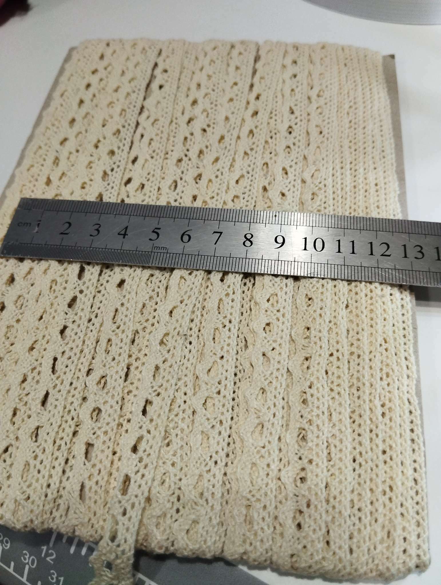 Фотография покупателя товара Кружево вязаное, 10 мм × 15 ± 1 м, цвет бежевый