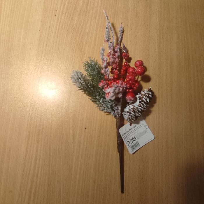 Фотография покупателя товара Декор "Зимние грезы" ягоды шишка иней хвоя, 26 см - Фото 10
