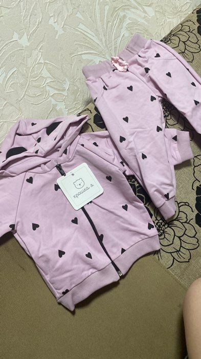 Фотография покупателя товара Комплект: толстовка и брюки Крошка Я "Сердечки", розовый, рост 86-92 см - Фото 5