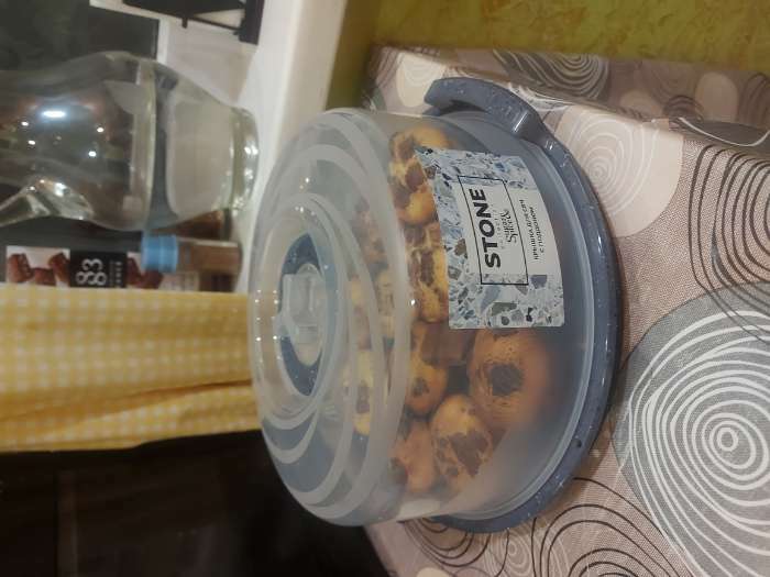 Фотография покупателя товара Универсальное блюдо для подачи с крышкой для СВЧ STONE, d=25 см, цвет темный камень - Фото 2