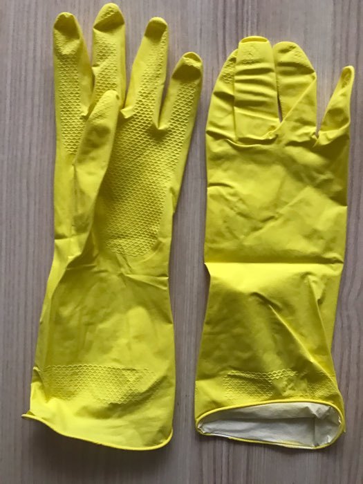 Фотография покупателя товара Перчатки резиновые с внутренним хлопковым напылением «Др. Клин», размер M, пара 33 гр, цвет жёлтый - Фото 2