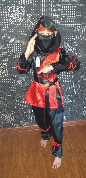 Фотография покупателя товара Карнавальный костюм "Ниндзя", р-р 36, рост 140 см, цвет чёрно-красный - Фото 1