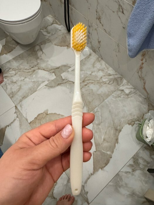 Фотография покупателя товара Зубная щетка с широкой чистящей головкой и супертонкими щетинками, японский стиль, микс - Фото 1