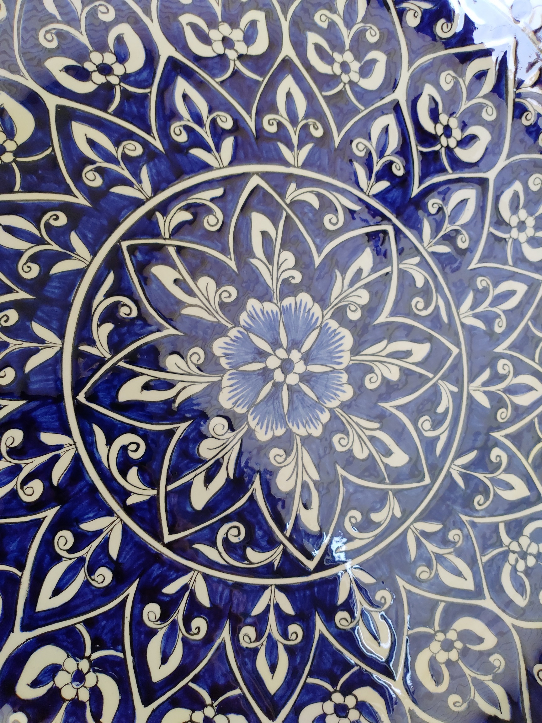 Фотография покупателя товара Ляган Риштанская Керамика "Цветы", 36 см, синий