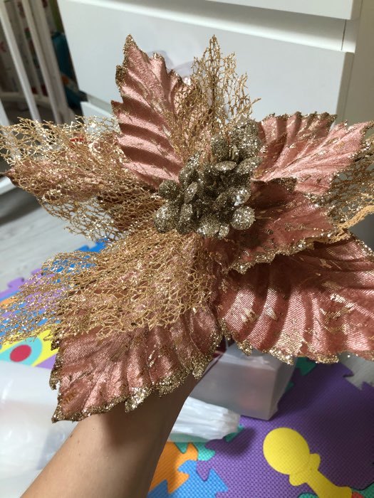 Фотография покупателя товара Декор "Холодный цветок" 30х20 см, розово-золотой - Фото 5