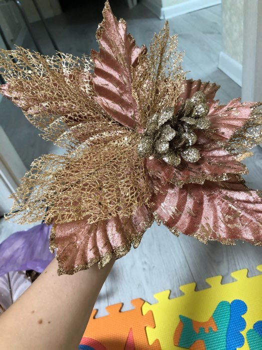 Фотография покупателя товара Декор "Холодный цветок" 30х20 см, розово-золотой - Фото 9