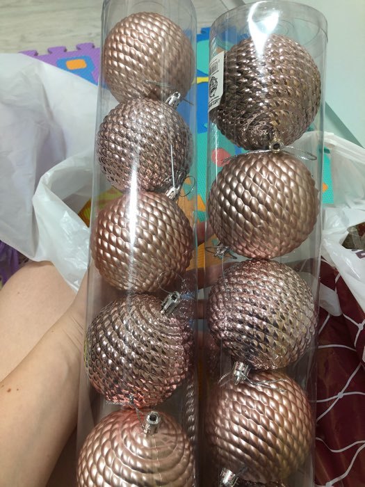 Фотография покупателя товара Набор шаров пластик d-8 см, 6 шт "Грация-грани" розовое золото - Фото 6