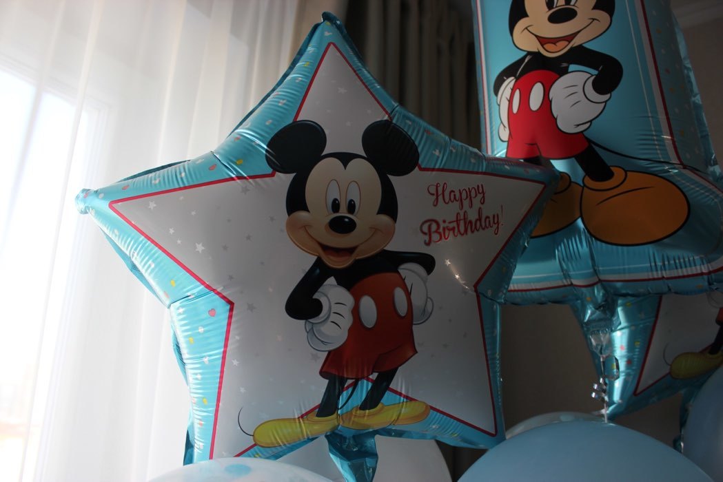 Фотография покупателя товара Букет из шаров фольгированных "Happy Birthday", набор 5 шт, Микки Маус, 4 звезды, единичка - Фото 8