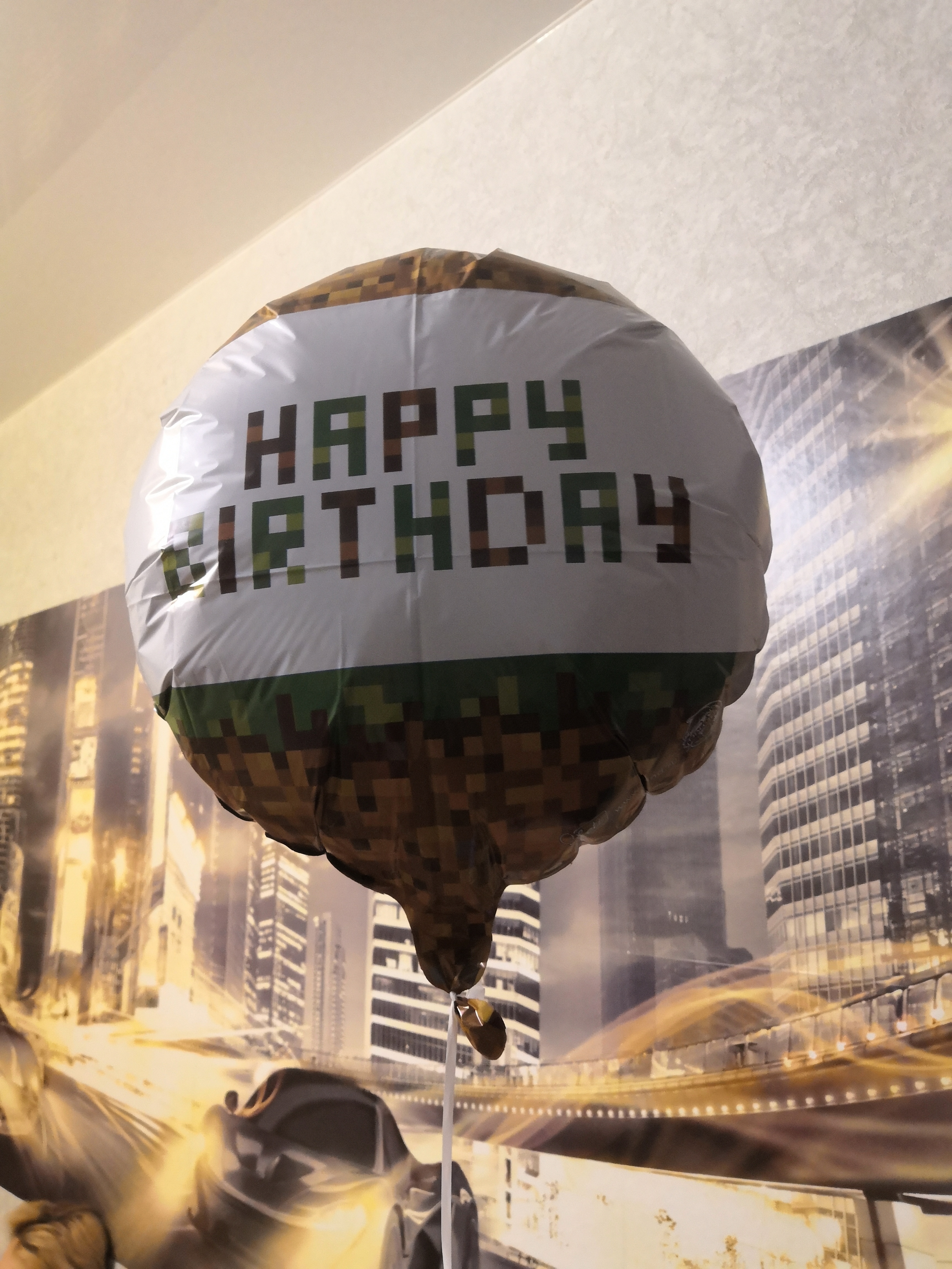 Фотография покупателя товара Шар фольгированный круг 18" «С Днём рождения. Пиксели», с подложкой - Фото 2