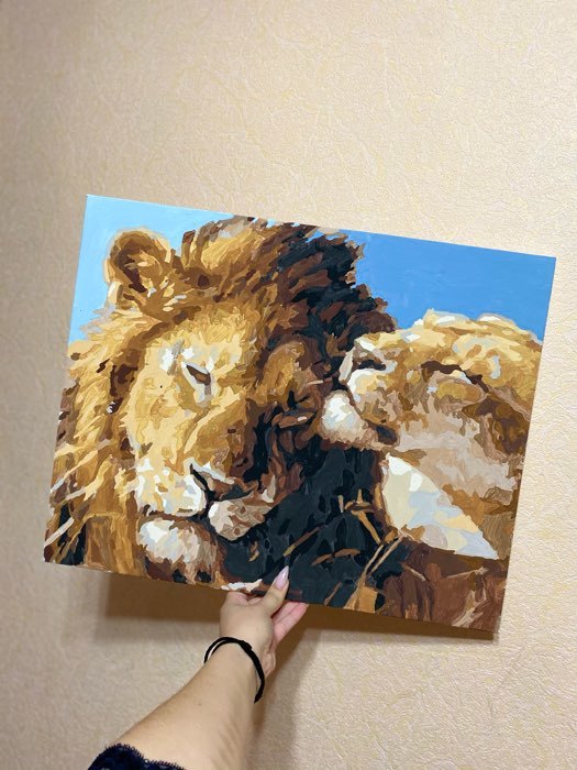 Фотография покупателя товара Картина по номерам «Львы» 40х50 см - Фото 2