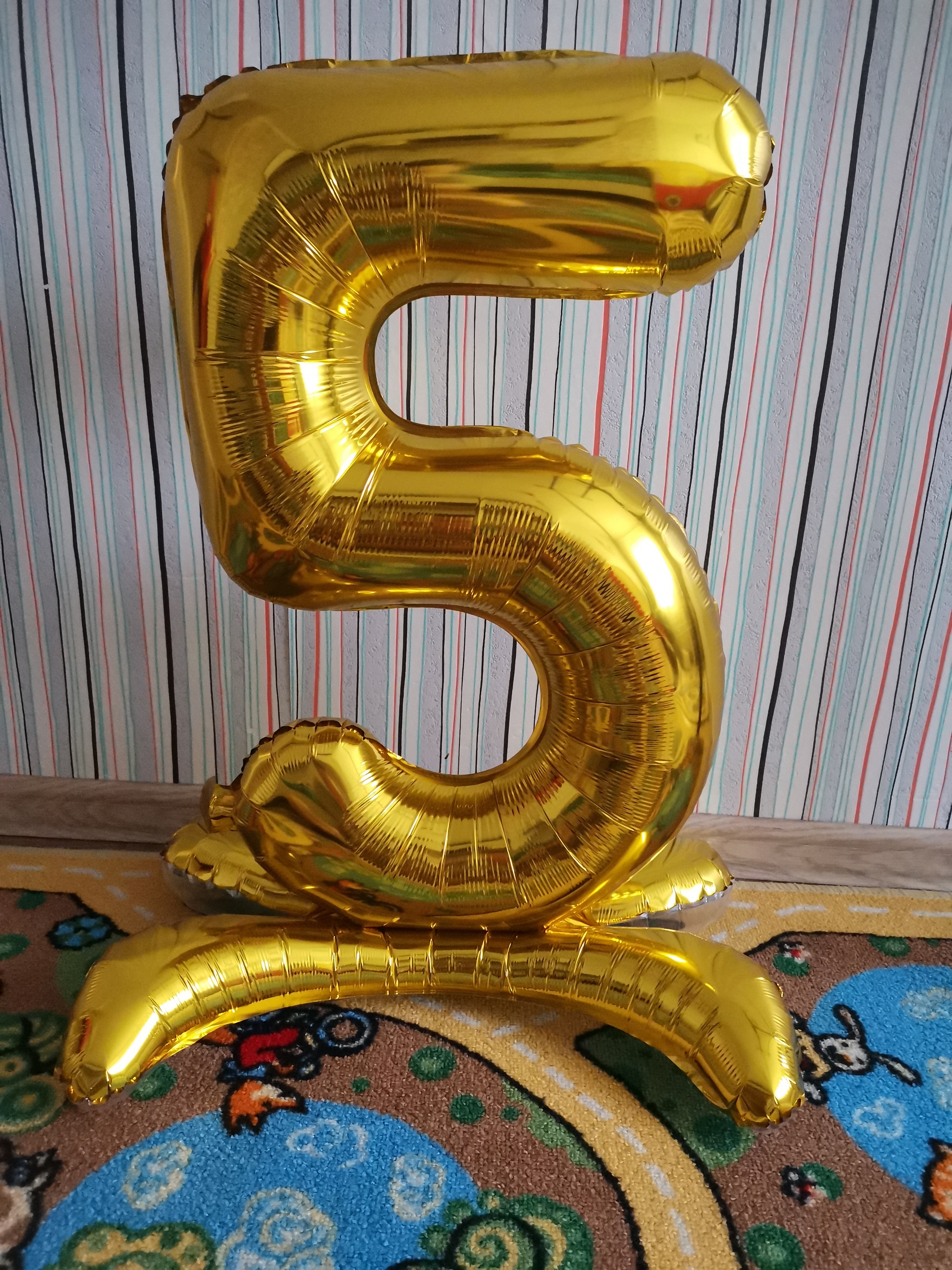 Фотография покупателя товара Шар фольгированный 32" «5», на подставке, цвет золото