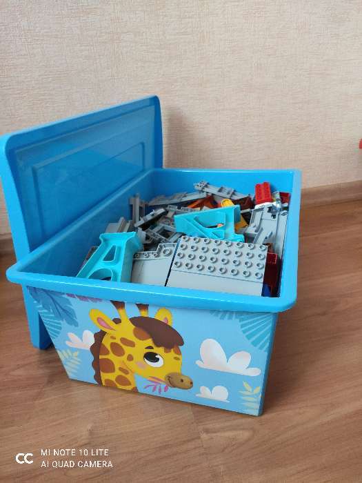 Фотография покупателя товара Ящик для игрушек, с крышкой, «Веселый зоопарк», объём 30 л, цвет голубой - Фото 5