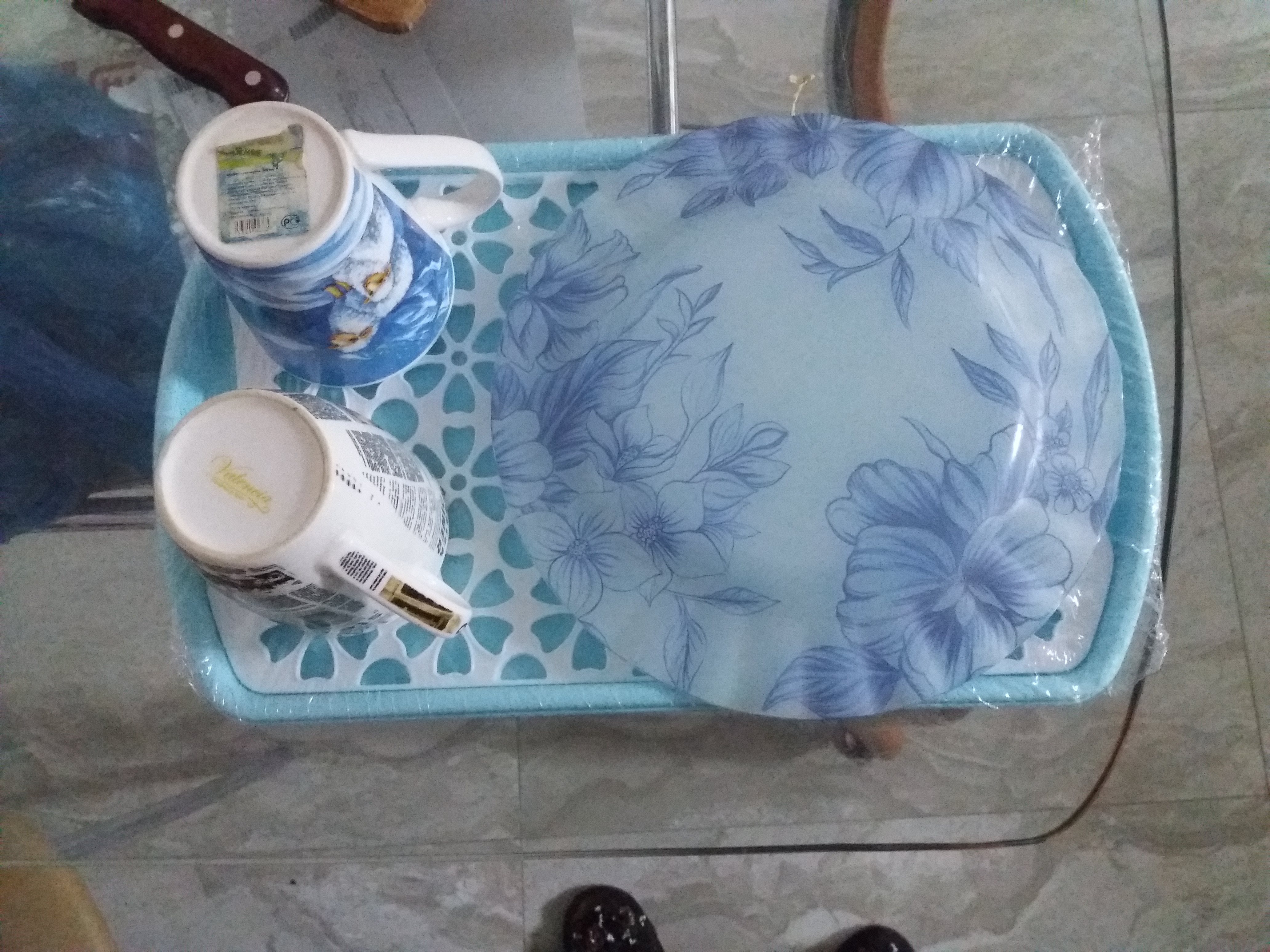 Фотография покупателя товара Поднос с вкладышем для сушки посуды, 40×24 см, цвет МИКС - Фото 6