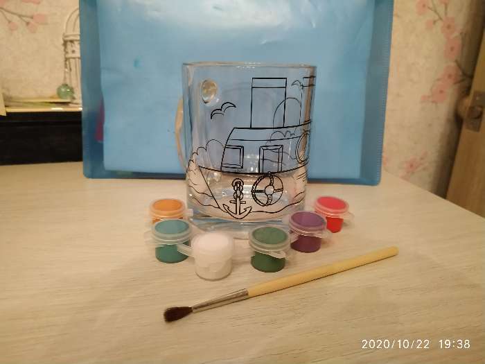 Фотография покупателя товара Кружка для росписи красками «Кораблик в море»