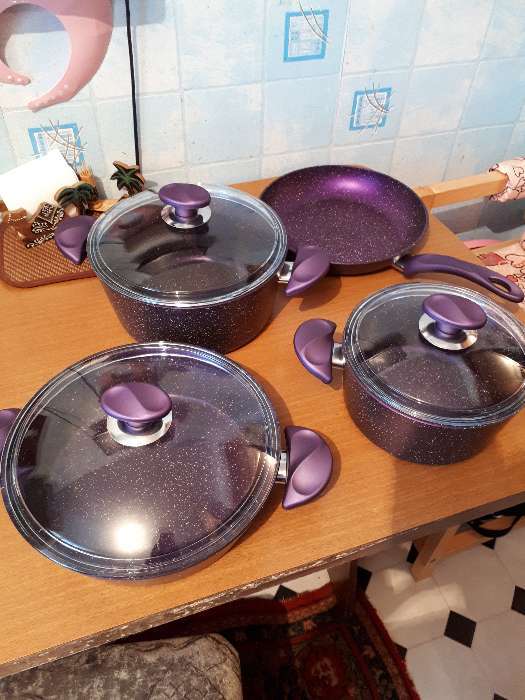 Фотография покупателя товара Набор посуды Papilla Wilma, 4 предмета: сковорода d=26 см, сотейник 3 л, кастрюли 2,4/4,2 л