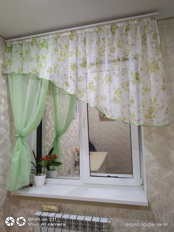 Фотография покупателя товара Комплект штор для кухни Witerra Византия 280х160см, св.зеленый, правая, пэ100% - Фото 3