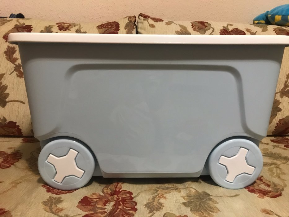 Фотография покупателя товара Детский ящик для игрушек COOL на колесах 50 литров, цвет голубой - Фото 2