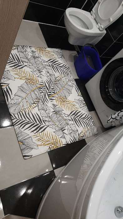 Фотография покупателя товара Коврик для ванной и туалета Доляна «Листья», 45×120 см