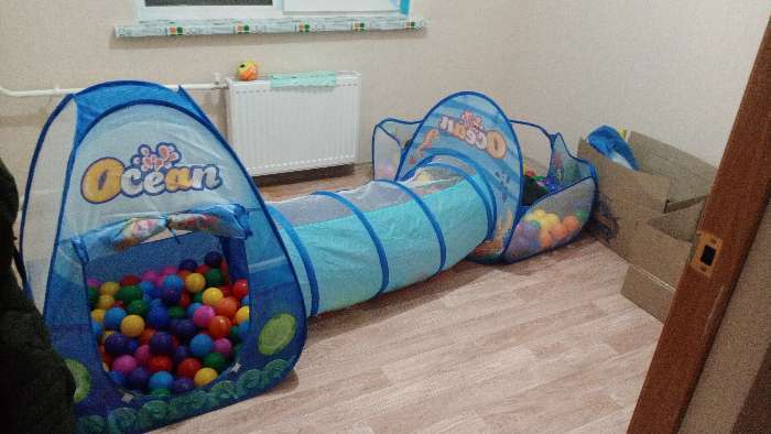 Фотография покупателя товара Набор детская игровая палатка + туннель + сухой бассейн «Океан», 6 × 53 × 53 см - Фото 3