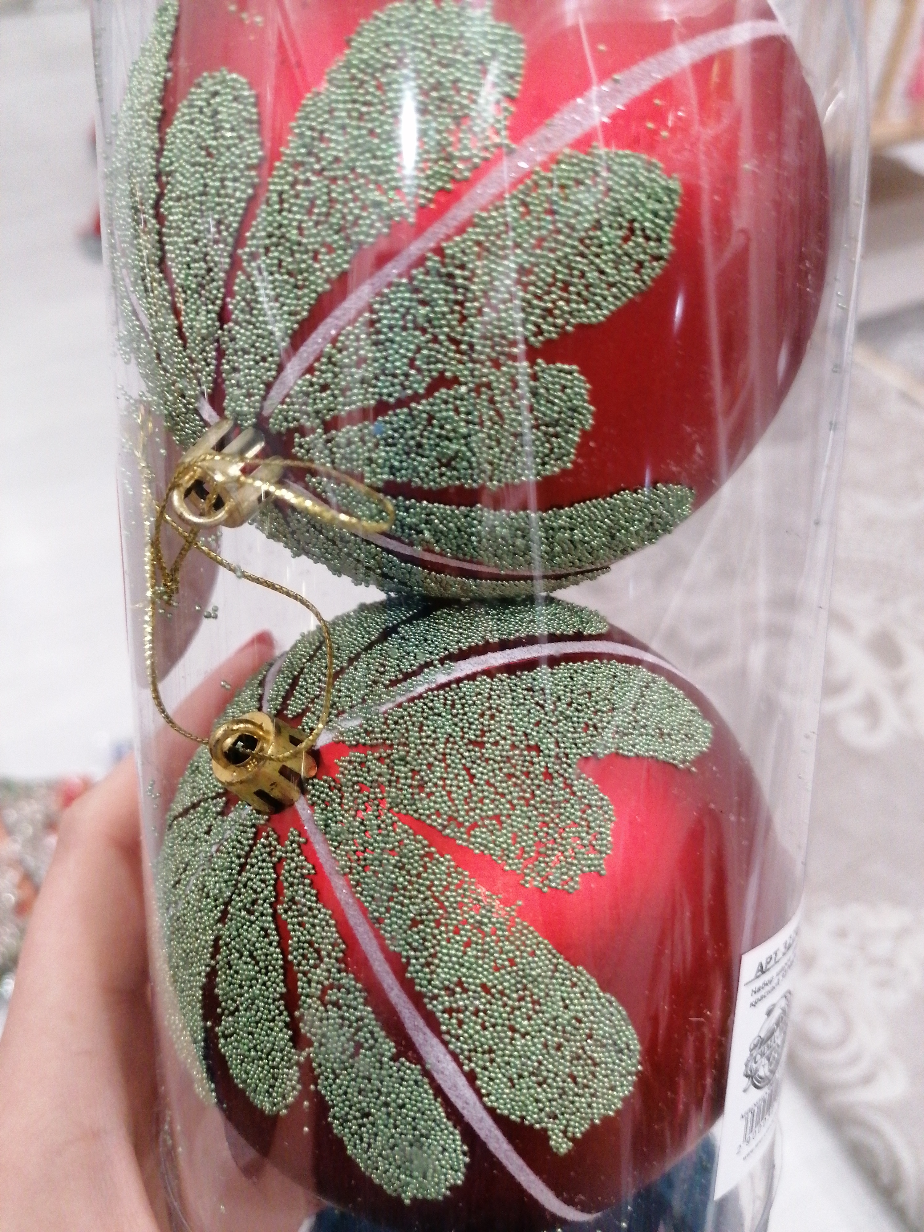 Фотография покупателя товара Набор шаров пластик d-10 см, 2 шт "Ягодки" красный