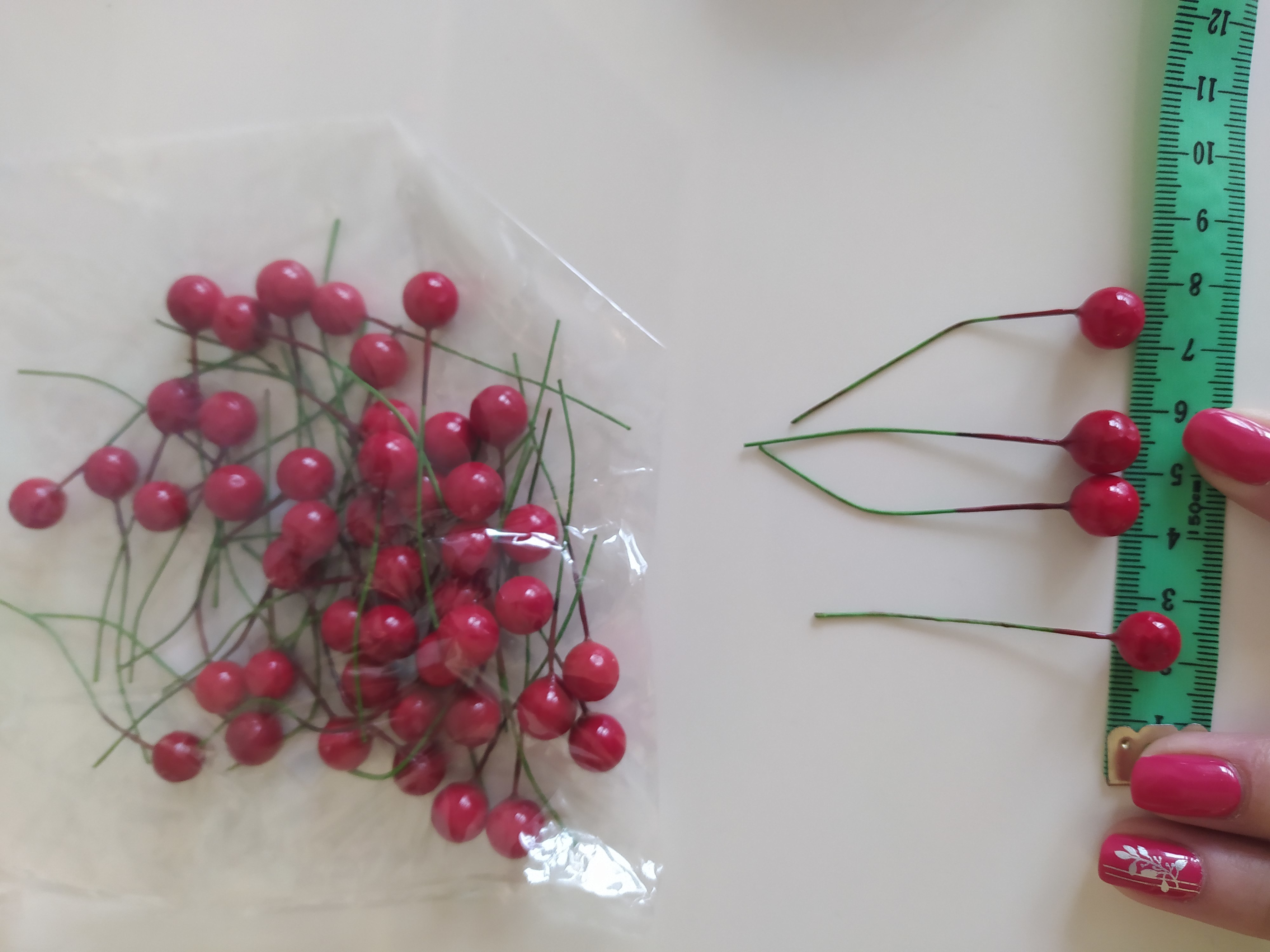 Фотография покупателя товара Декор для творчества "Ягодка красная" набор 50 шт диам 1 см - Фото 7