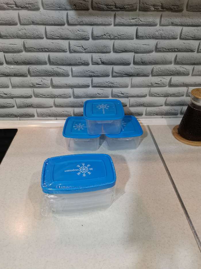 Фотография покупателя товара Набор квадратных контейнеров для замораживания продуктов «Морозко», 1 л, цвет МИКС - Фото 6